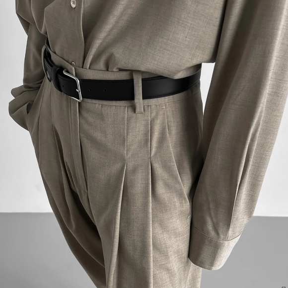 The Frankie Shop Gelso Pleated Trousers Taupe Melange NWT - Picture 3 of 11